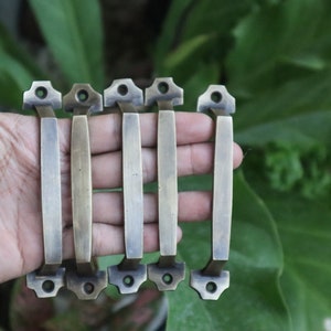 5 pieces - 4.5&quot; inches Vintage Minimalist Drawer Pull - Antique Solid Brass Door Pull - Classic Retro Wardrobe Cabinet Drawer PUll
