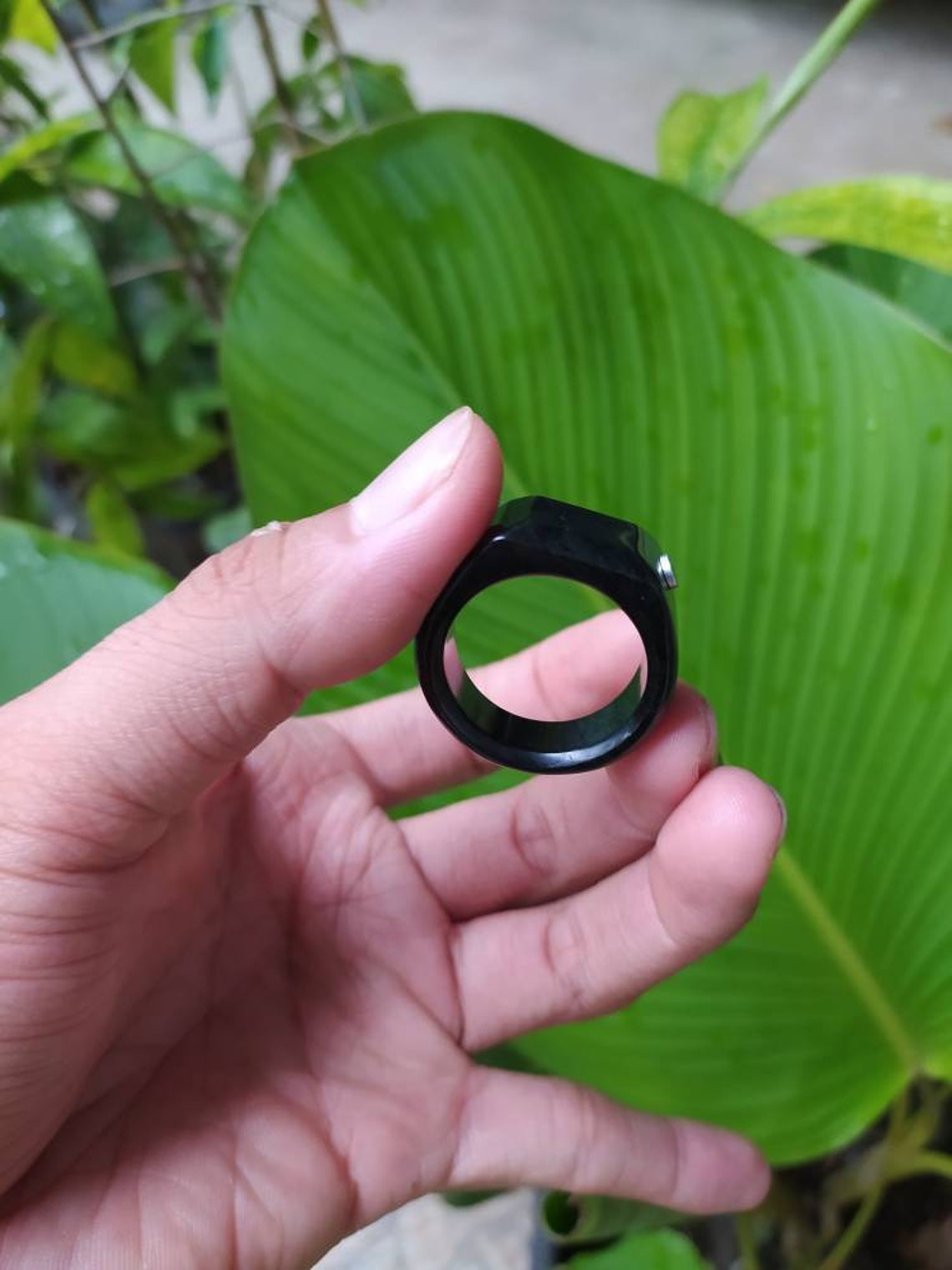 Handmade Original Black Jade Ring Stone Flat at Top - Etsy