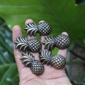 5 Antique Brass Pineapple Drawer Pulls - Tropical Decor, 7.5cm