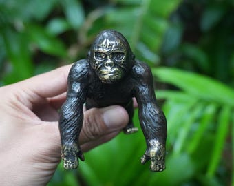 Vintage Messing Gorilla Statue - Antike KingKong Bronze Tierskulptur