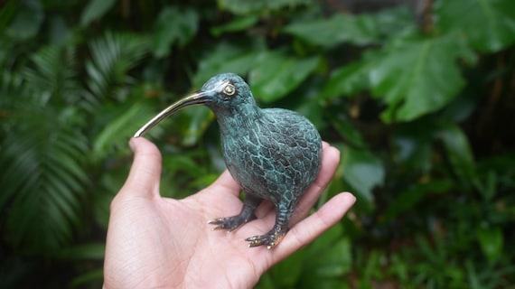 Brass Kiwi Bird Figurine, Gold Bronze Statue, Home Decor (5