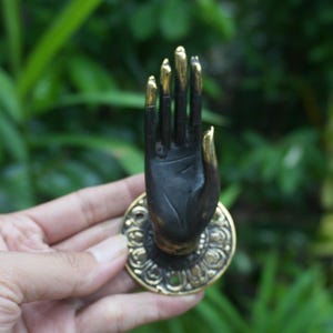 Vintage Brass Hand Door Pull: Antique Bronze Drawer Knob