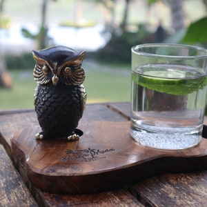 Vintage Brass Owl Figurine: Antique Bronze Bird Statue