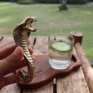 Vintage Solid Brass Snake Bottle Opener - Antique King Cobra Brass Bottle openers