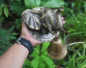 Vintage Brass Elephant Head Door Knocker – Antique Home Decor