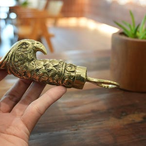 Vintage Brass Eagle Head Bottle Opener - Bar Decor