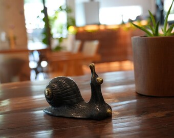 Figura de caracol de latón vintage para regalo - Estatua de animal Decoración de escritorio de bronce y regalo