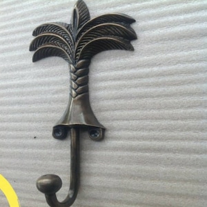 8.4&quot; Inches Antique Vintage Solid Brass Palm Hook / hanger - Solid Brass Handle for Coat Jacket Hat and Keys