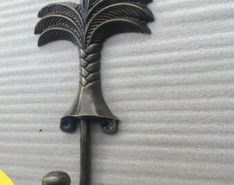Vintage Solid Brass Palm Tree Hook – Coat, Hat, Key Hanger