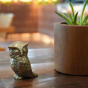 Vintage Brass Owl Figurine - Bird Gold Statue - Antique Animal Brass for Gift for her and Table Decor