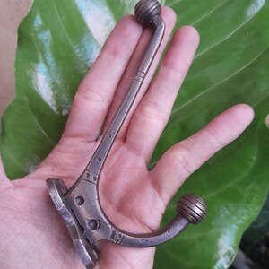 Set of 5 Vintage Brass Coat Hooks - Handmade Wall Decor