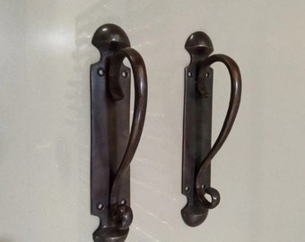 Vintage Solid Brass Door Handles - Retro Squid Pulls (Pair, 7 Inches)