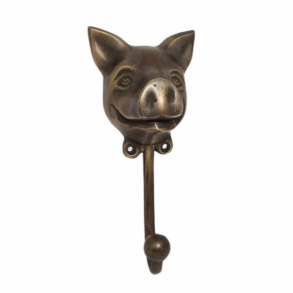 Vintage Brass Pig Head hooks - Antique Animal Solid Brass Hook for Hat Coat Key towl