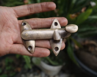 4 Piece Vintage Solid Brass Latch Lock - Antique Cabinet Hardware