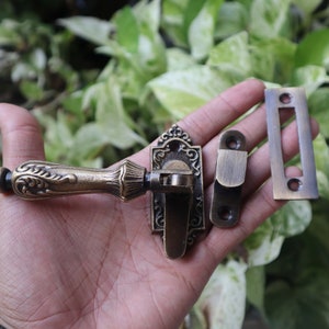 2 pcs Vintage Latch Lock Solid Brass Ethnic Latch with Hook Box Safe