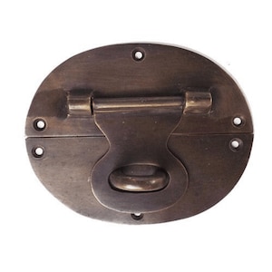Vintage Massives Messing Oval Latch Lock - 5 &quot;Antike Tür / Schrank Ornament