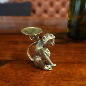 Vintage Brass Monkeys Candle Holder - Antique Monkey for Table Decor and Gift