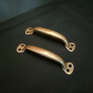 4 pieces - Antique Vintage Drawer Pull - Solid Brass Classic Retro knob simply motif