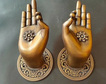 Antique Brass Buddha Hand Door Handles, Unique Main Gate Decor
