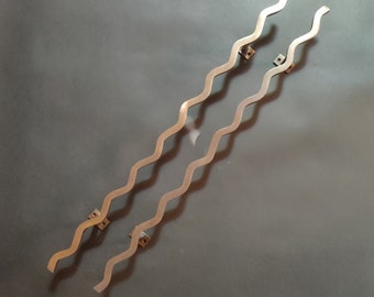 Vintage Minimalist Brass Door Handle Pair - 24 inch, Antique Finish