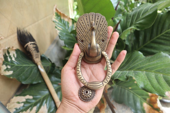 Vintage Brass Peacock Door Knocker: Antique Front Door Decor - Etsy