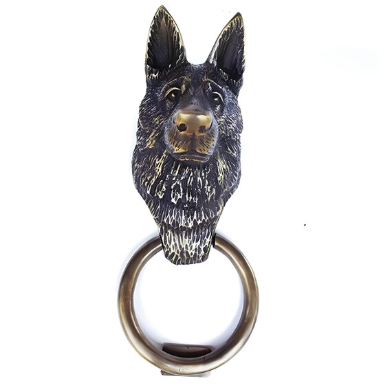 Solid Brass German Shepard Door Knocker – Vintage Home Decor