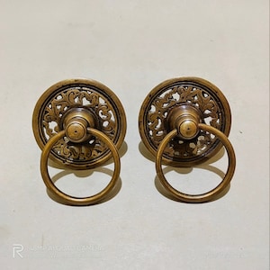 2 pcs - 3.3&quot; inch Vintage Solid Brass Door knob Handle Pull - Antique Old Style Door Knobs pulls handle GBY 022