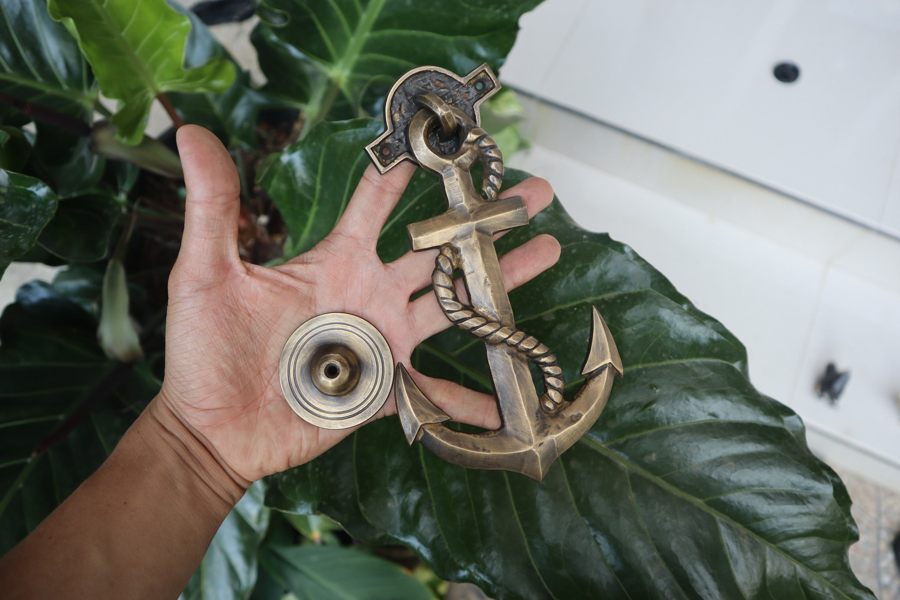 Vintage Anchor Brass Door Knocker  - Antique Retro Classic Door Knocker