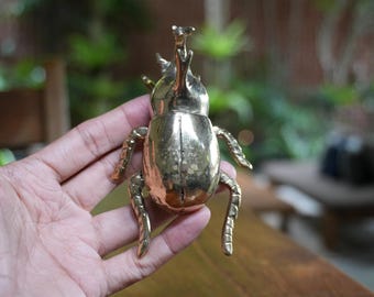 銅製アンティーク昆虫黄金虫一輪挿し ヴィンテージ カブトムシ 真鍮像 - アンティーク ゴールド カブトムシ