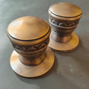 Pair / 2 pcs - Vintage Solid Brass Door Handle Knob Pull - Antique Ethnic Egypt Style Door Knob pull