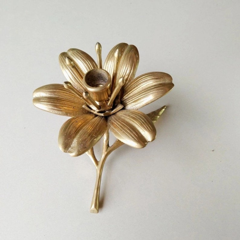 Lotus Candle Holder Vintage Antique Candlestick Holder for Etsy