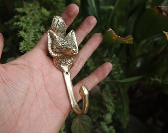 4 pieces Vintage Antique Fox Head hook Hanger Solid Brass Vintage Animal Hook Hat Coat Strong Wall Mount