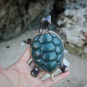 Vintage Brass Turtle Statue - Antique Turtle figurine for table decor