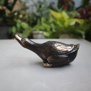 Vintage Messing Ente Statue - Antike Bronze Ente Skulptur für Geburtstagsgeschenk - Tier Statue für Tischdekoration