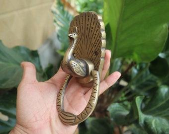 Vintage Brass Peacock Door Knocker: Antique Front Door Decor