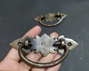 4 Pieces - Small Vintage Door Pull - OLd Antique Solid Brass Drawer pulls knobs