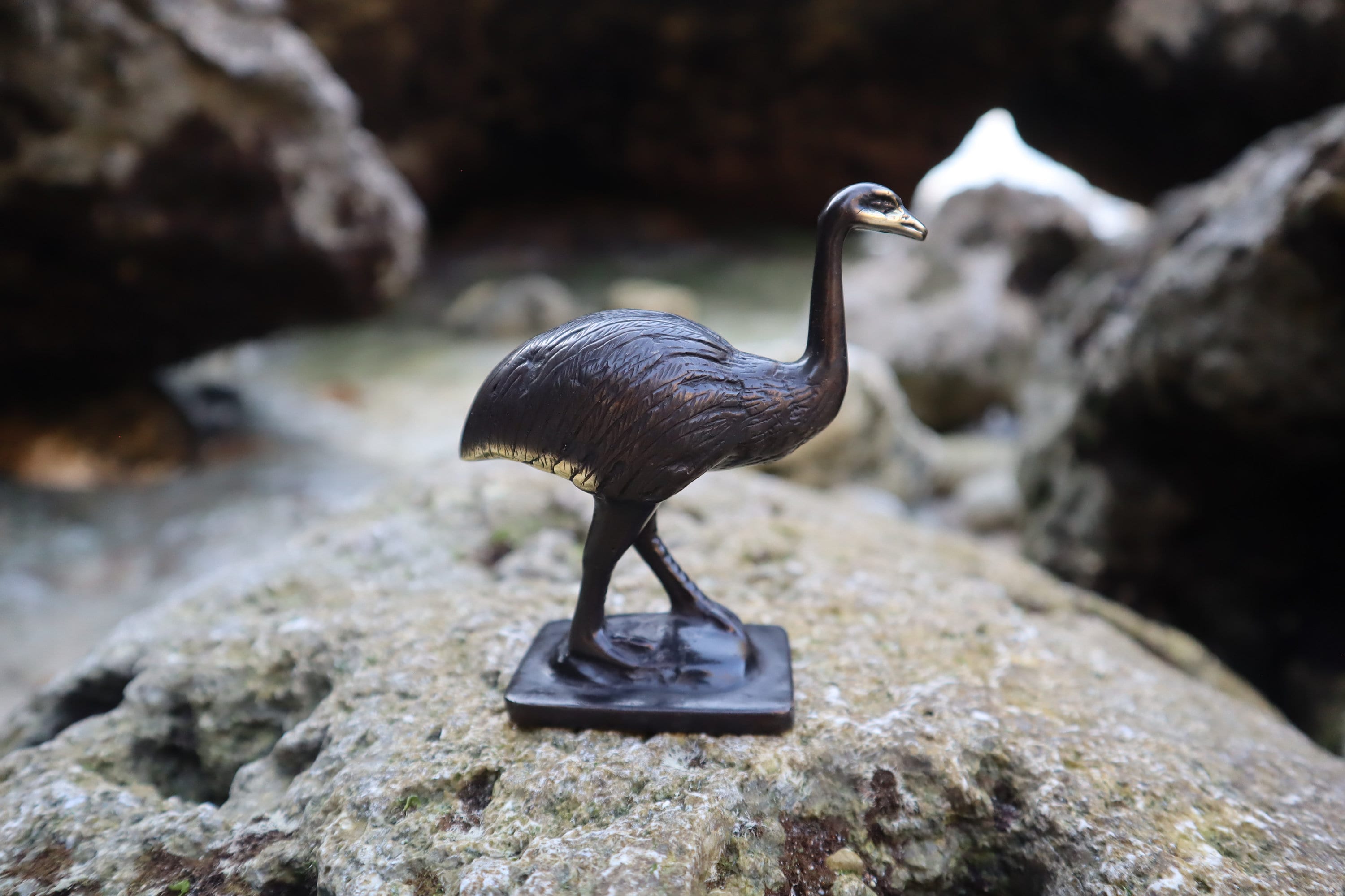 Vintage Messing Straussen Statue - Antike Vogel Bro Produktbild-Vorschau 8