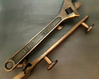 Pair Antique Brass Screwdriver Door Handles – 17" Solid Brass Pulls