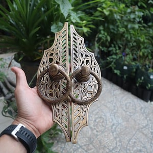 2 Pieces / Pair - Vintage door handle pull - 11&quot; solid brass main door ethnic antique knob