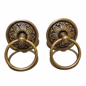 Pair / 2 pcs - 2.3&quot; inch Vintage Solid Brass Door knob Handle Pull - Antique Old Style Door Knobs pulls handle GBY 050