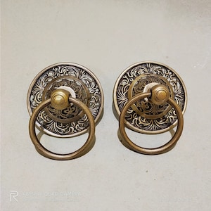 2 pcs - 3.9&quot; inch Vintage Solid Brass Door knob Handle Pull - Antique Old Style Door Knobs pulls handle GBY 011