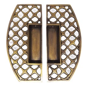 Set or 2 pcs Solid Brass Carved Pull Sliding Door Cabinet Brass Knob Handle | Sliding door handle | japanese door pull | Brass door pull