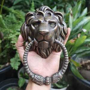 Rare Vintage knocker Lion King Solid Brass , Old Antique door Knocker - Heavy Brass