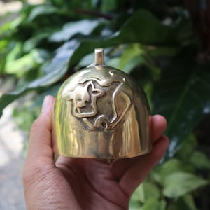 3-1/4&quot; Vintage Cowbell solid brass bell , antique and Unique bell , Brass cow bell Alpine