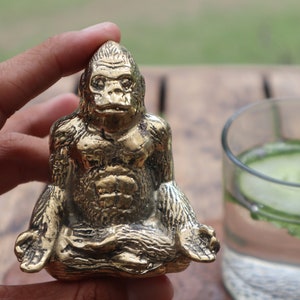 Vintage Brass Gorilla Statue - Antique Animal Sculpture