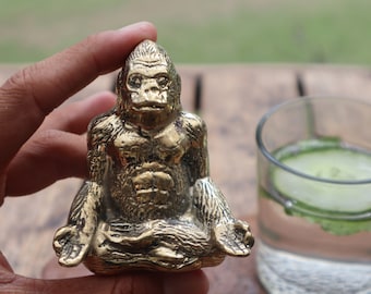 Vintage Messing Gorilla Statue - Antike Tierskulptur