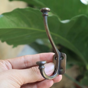 4 Antique Brass Hooks: Minimalist Coat, Hat, Key Wall Decor