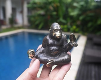 Vintage Messing Gorilla Statue - Antike Bronze Tierskulptur