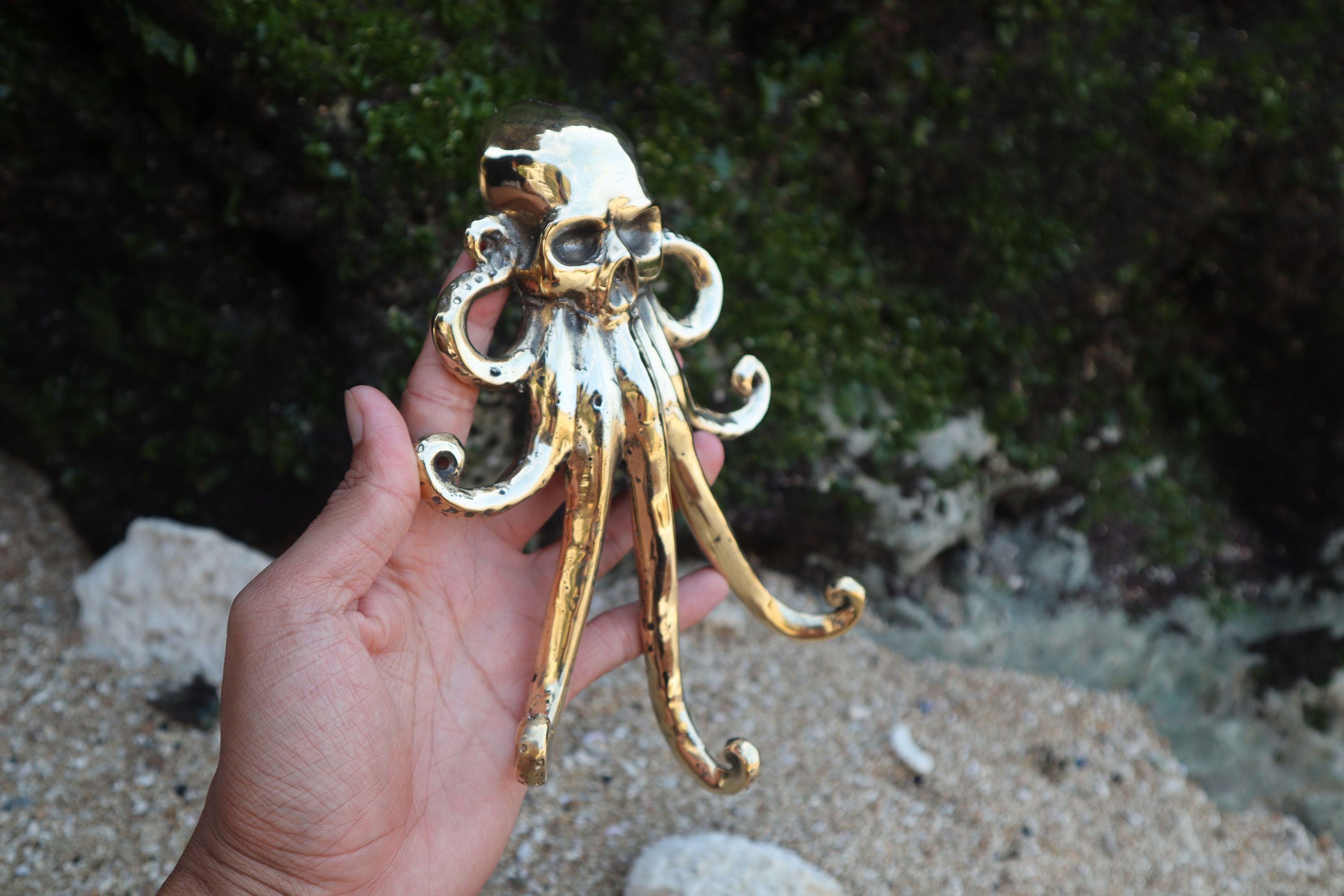Vintage Solid Brass Octopus Hook - Antique Animal Brass Hooks for cloth hat keys towl Wall hanging
