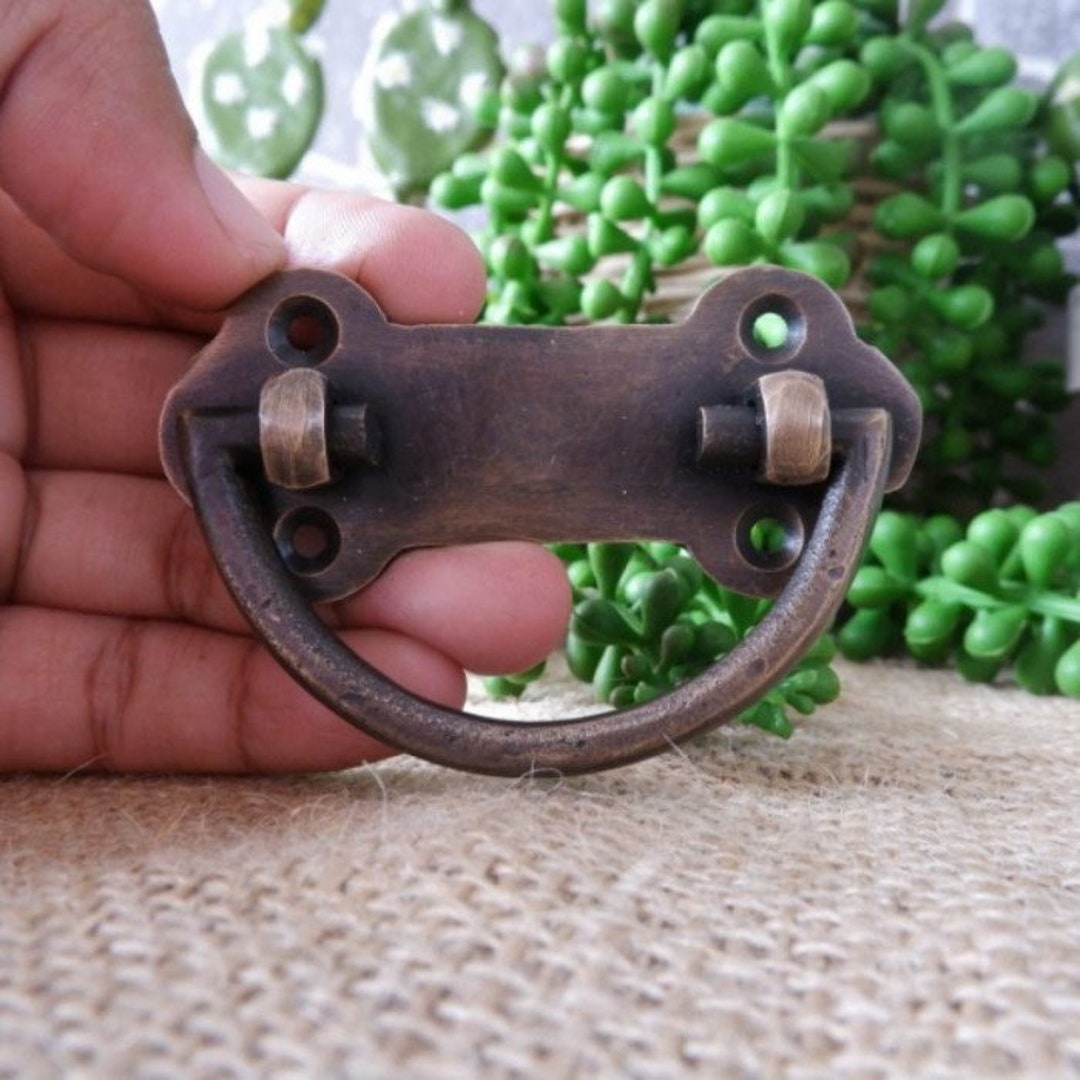 5 Pieces Small Vintage Drawer Pull Antique Solid Brass Drawer Pulls